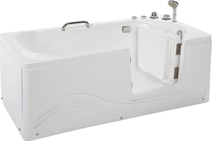 Home Deluxe Baignoire pour personnes âgées avec buses de massage porte et poignée AUTARK M (droite) - (76 cm, 153 cm)