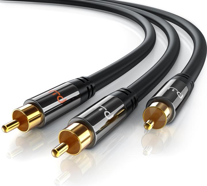 Actual product image Primewire Cinch Audio Cable - Y-Cinch Coaxial Cable - Subwoofer Cable - 1 Cinch Plug to 2 Cinch Plugs (7.50 m, Cinch)