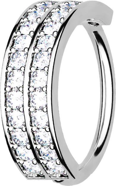 Immagine prodotto Star Piercing Anello Micro Piercing in argento a doppia linea con cristalli (Ottone, Acciaio chirurgico 316L)