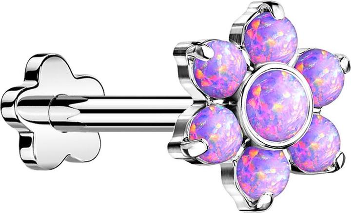 Star Piercing Micro Labret Innengewinde vergoldet sechs Kugeln fünf Kristalle silber (Titan G23, ohne Messing)