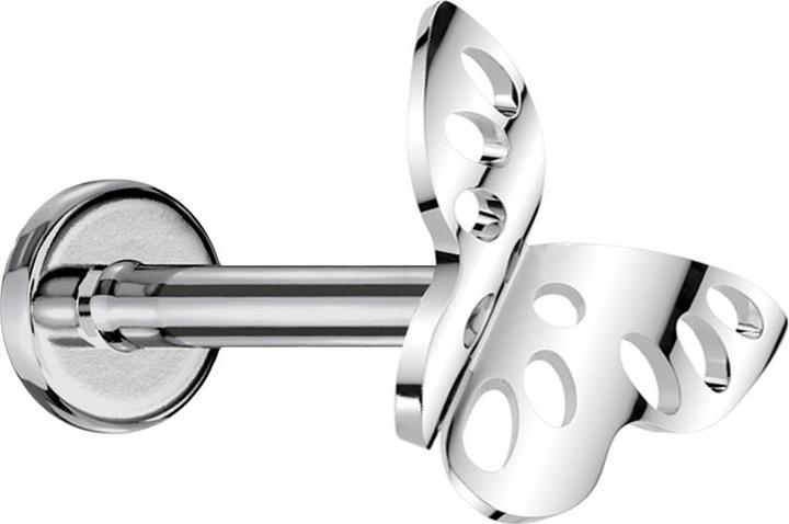 Actual product image Star Piercing Micro labret internal thread silver butterfly perforated silver (Titanium G23, without brass)