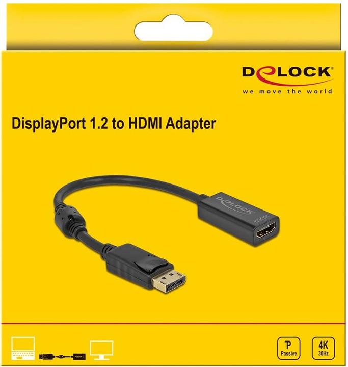 Actual product image Delock Adapter DisplayPort 1.2 male to HDMI female 4K Passive black (20 cm)