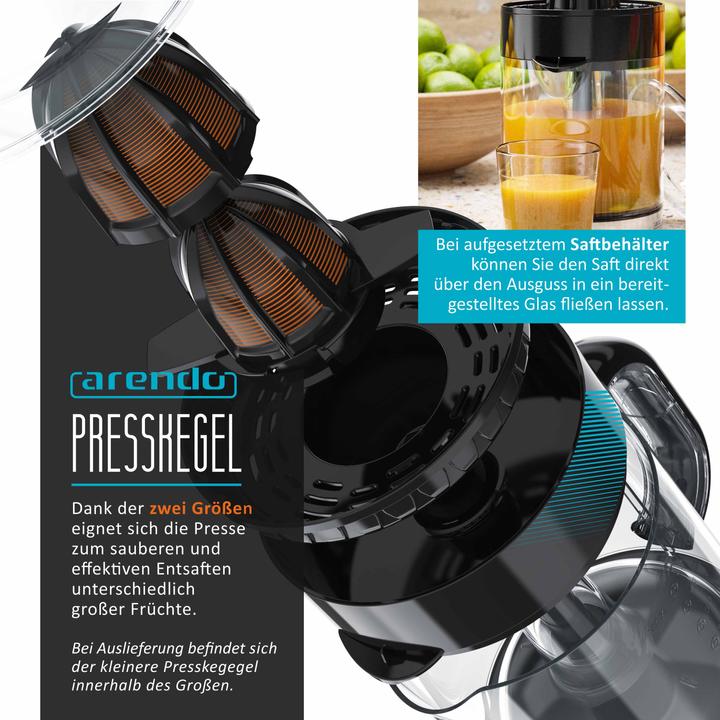 Image du produit Arendo Presse-agrumes électrique en acier inoxydable - 40 Watt - Presse-orange Presse-lime Centrifugeuse