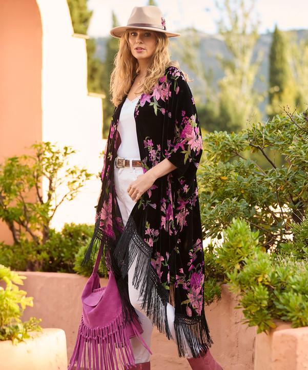 Image du produit Joe Browns Dark Floral Fringe Kimono (Taille unique)