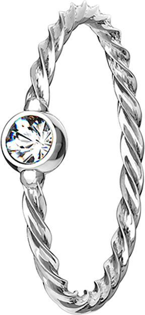 Image du produit Star Piercing Micro piercing anneau tressé argent avec cristal argenté (Acier chirurgical 316L)