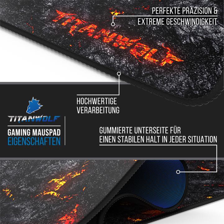 Actual product image Titanwolf Gaming Mouse Pad, XXXL Speed Mouse Mat 1200 x 400 mm, Speed & Precision, Lava (3XL)
