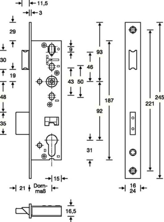 Image du produit SSF Serrure anti-panique à mortaiser D DIN gauche vers l'extérieur 24/245/45/92/9 mm Classe 3 à clé