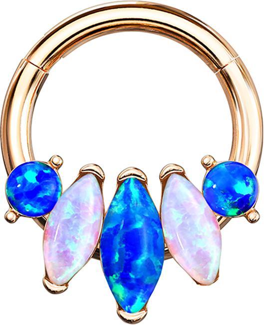 Star Piercing Micro Segmentring klappbar rosegold fünf Opale (Chirurgenstahl 316L, ohne Messing)
