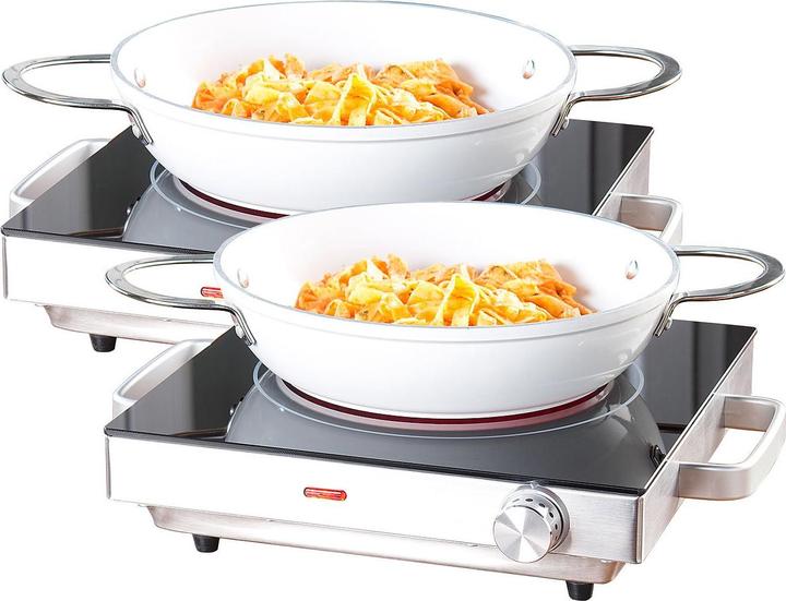 Actual product image Rosenstein & Söhne Mobile glass ceramic hob with infrared heat, set of 2