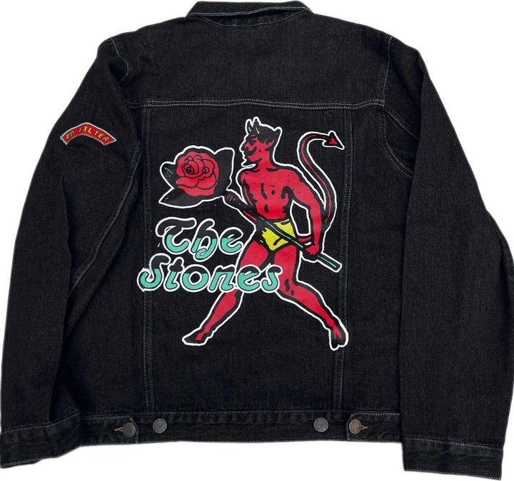 Actual product image The Rolling Stones Unisex Adult Sympathy Back Print Denim Jacket (XXL)