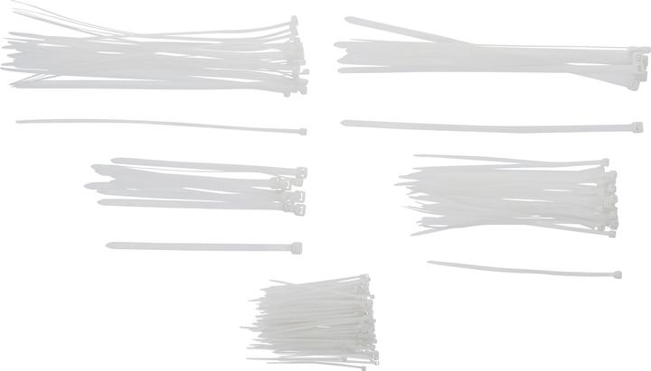 Produktbild BGS Kabelbinder-Sortiment weiss verschiedene Grössen 250-tlg. (Kunststoffkabelbinder, 250 mm, 250 Stk.)