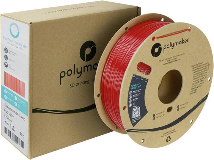 Image du produit Polymaker PD03007 TPU95-HF Filament TPU, Filament souple flexible, Filament haute vitesse, résistant aux UV (TPU, 1.75 mm, 1000 g, Rouge)