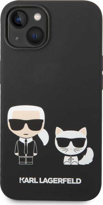 Immagine prodotto Karl Lagerfeld Cover rigida in silicone Karl e Choupette Magsafe nera, per iPhone 14, KLHMP14SSSKCK (Apple iPhone 14)