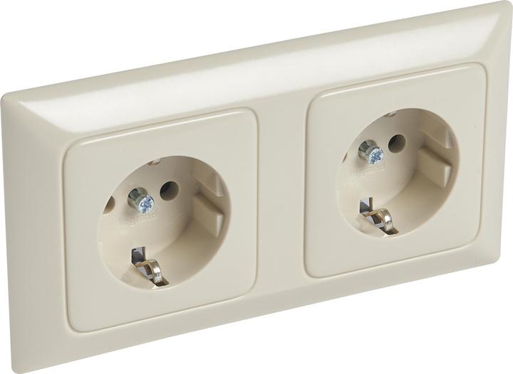 Produktbild Legrand CREO Schuko Voll 776122 21 MW 2fach waagerecht für 2 Dosen