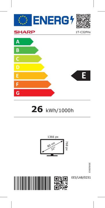 Energie-Label Sharp 32FH2EA (32", LCD, HD, 2023)