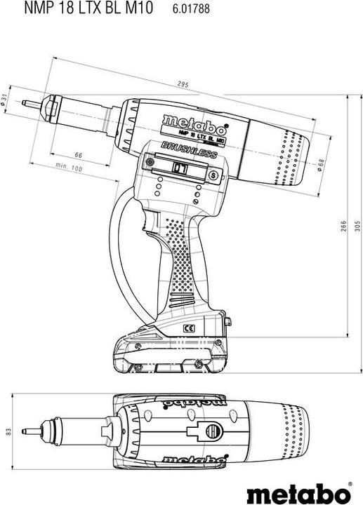 Image du produit Metabo Pistolet à écrou à rivet pour batterie 18 volts (Fonctionnement sur batterie)
