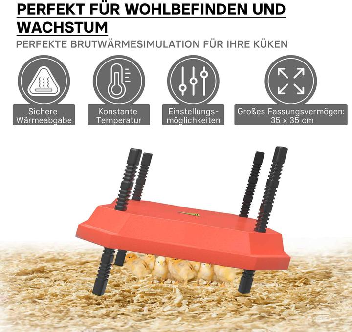 Immagine prodotto Fudajo 35x35cm Piastra di riscaldamento per l'allevamento dei pulcini 25W con termostato per 25-30 pulcini (50 W)