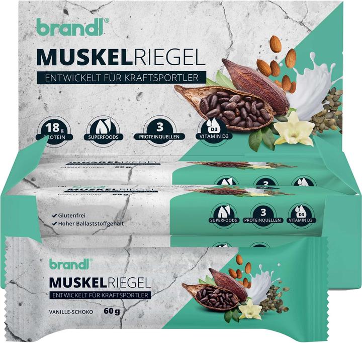 Actual product image Brandl-Nutrition MuscleBar (Vanilla chocolate, 12 pcs., 720 g)