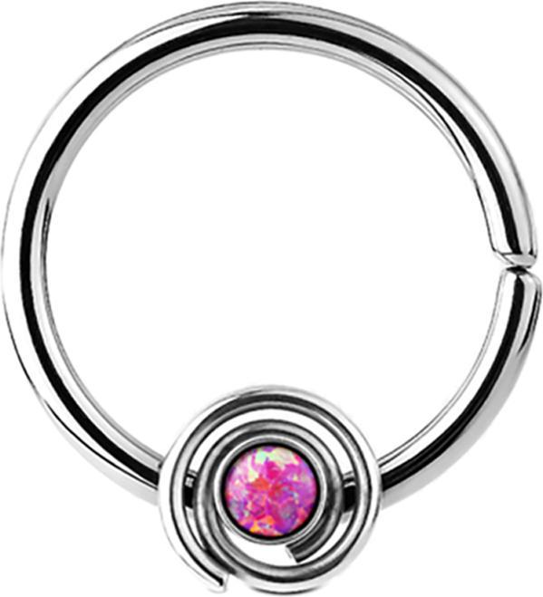 Actual product image Star Piercing Septum ring spiral with opal pink (Surgical steel 316L, without brass)