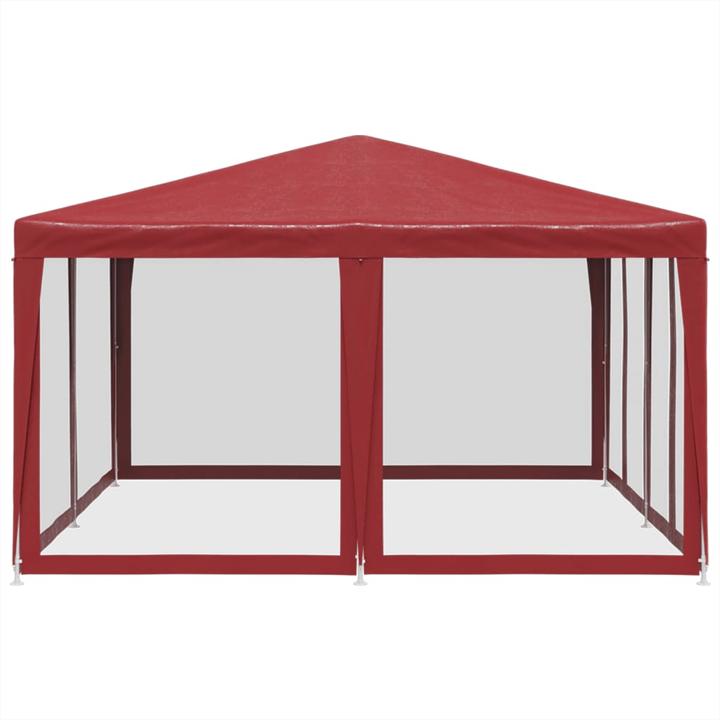 Image du produit VidaXL Partyzelt Pavillon Festzelt mit 8 Mesh-Seitenteilen Rot 4x4m HDPE (400 cm, 400 cm)