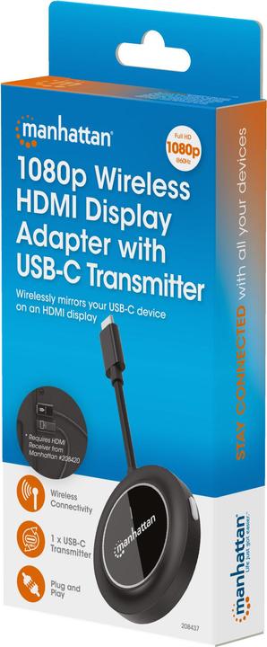 Actual product image Manhattan 1080p Wireless HDMI-Displayadapter mit USB-C-Sendemodul (30 m, HDMI 1.4a)