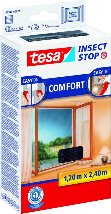 tesa Insektenschutz COMFORT für Fenster, mit Klettband, selbstklebend, ohne Bohren