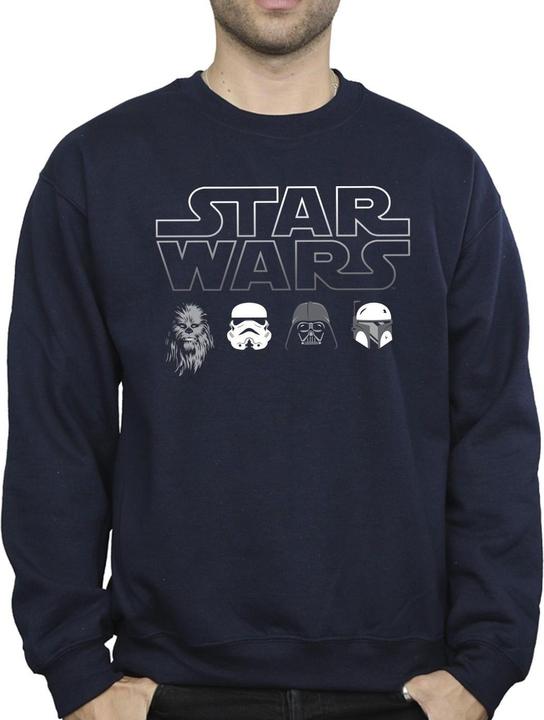 Actual product image Star Wars Mens Character Heads Sweatshirt (S)