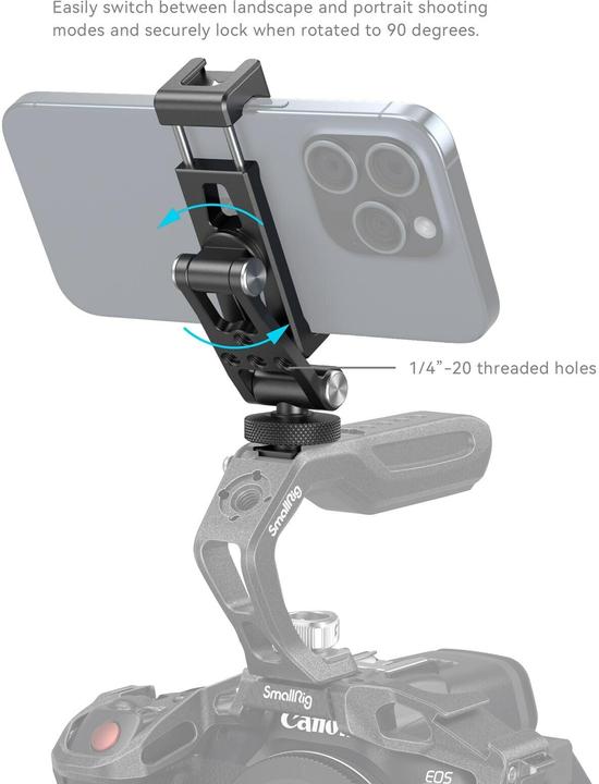 Actual product image SmallRig Metal Phone Holder with Cold Shoe Mount (Gimbal Accessories, Cage accessories, Various video accessories)