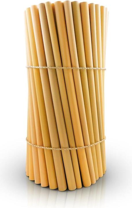 Bam Baw Umweltfreundliche Bambusstrohhalme mit Reinigungsbürste, 14 cm x 50 Stück (BAW04343) (50 x)