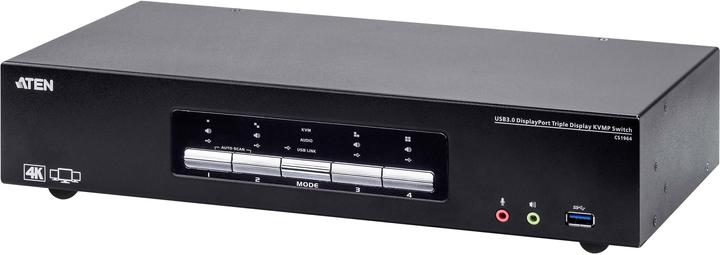 Actual product image Aten CS1964 KVMP switch 4-way, DisplayPort for 3 displays 4K, USB 3.0, audio