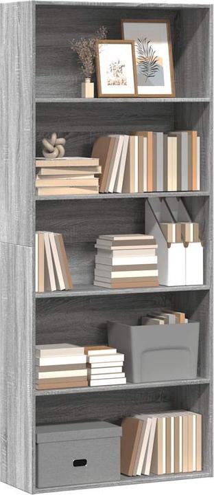Actual product image VidaXL Bücherregal Bücherschrank Standregal Raumteiler Grau Sonoma Holzwerkstoff (80 x 30 x 189 cm)