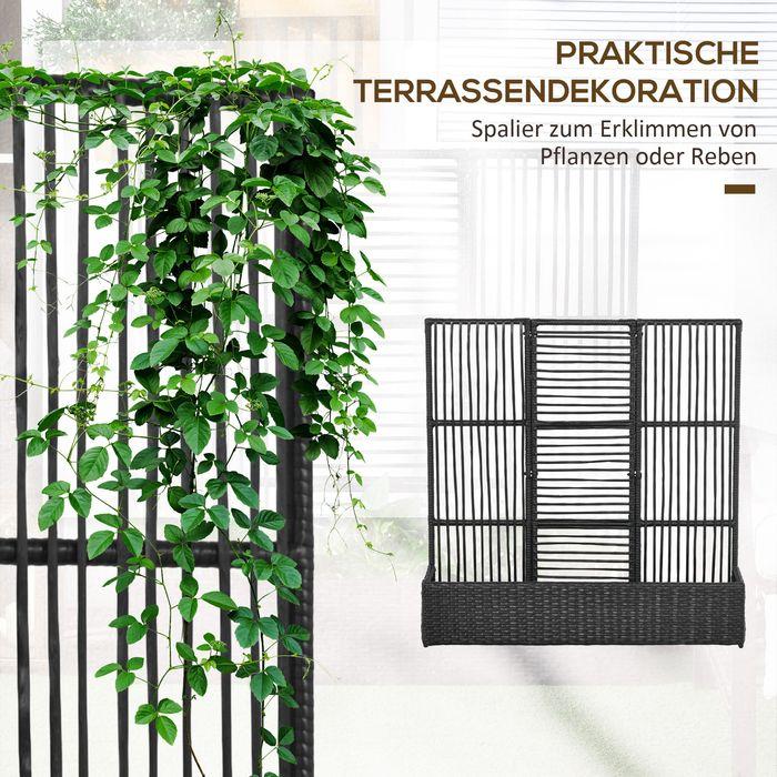 Produktbild Swisshandel24 Polyrattan Hochbeet mit Rankgitter, Blumenkasten, Pflanzenkasten, Blumenbeet, Schwarz, 103x103x29cm
