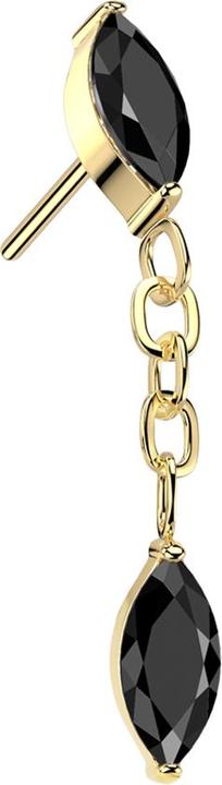 Image du produit Star Piercing Threadless vergoldet Ovaler Kristall schwarz Anhänger Kette Ovaler Kristall schwarz (Titane G23, sans laiton)