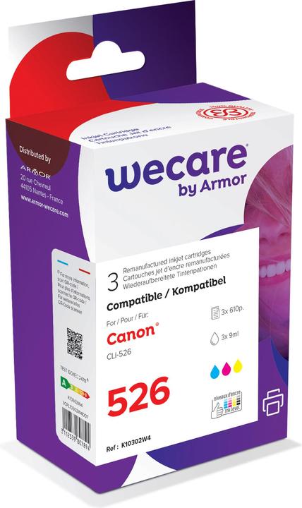Wecare Multipack rebuilt CMY CLI-526PA for Canon PIXMA iP 4850 3x9ml (CL)