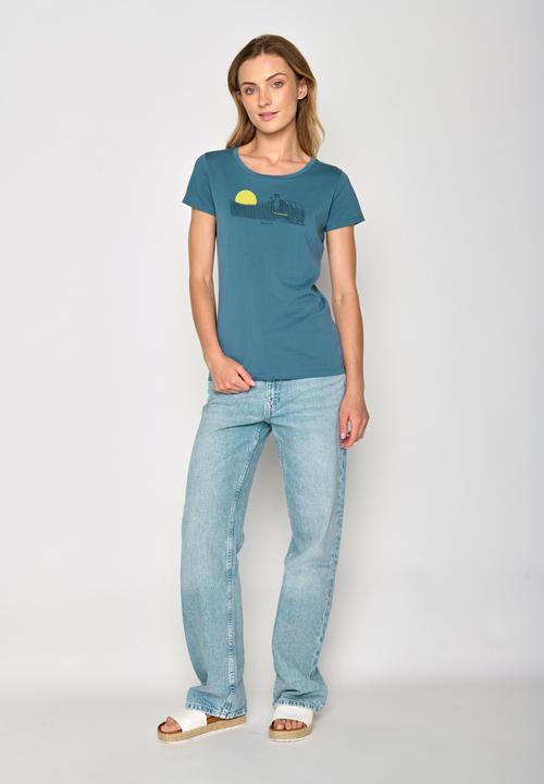 Actual product image Greenbomb Women's Animal Sloth Waves Loves T-Shirt (XL)