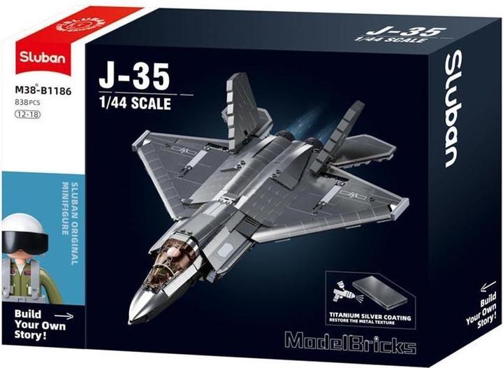 Actual product image Sluban J-35S stealth aircraft
