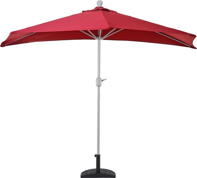Image du produit Mendler Parasol semi-circulaire, demi-parasol balcon, UV 50+ polyester/alu 3kg, 300cm bordeaux avec support (2.85 m)