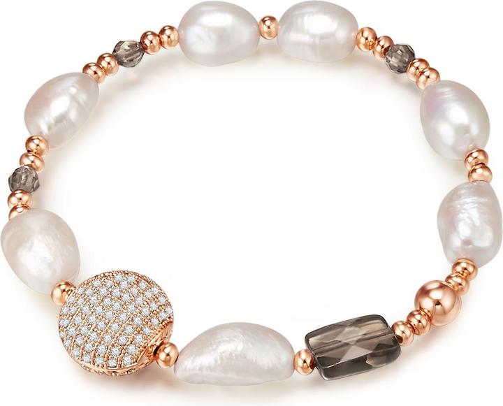 Lulu & Jane Damen Metall-Legierung Zirkonia Süsswasser-Zuchtperle roségold 19,0 - 22,0 cm - 29587 (22 cm, Metall-Legierung)