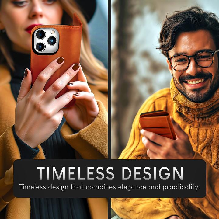 Produktbild Nalia Echt Leder Flip Case Hülle mit Magnetverschluss (Apple iPhone 15 Pro)