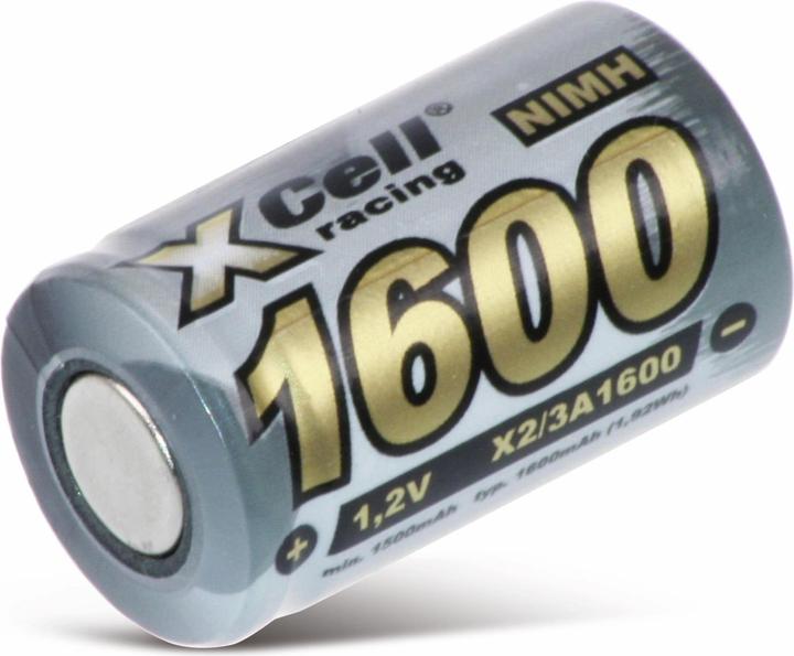 Actual product image XCell NiMH battery, industrial cell, 2/3 A, flat rate, 28.5x17mm, 1.2V/1600mAh (1 pcs., 2/3 A, 1600 mAh)
