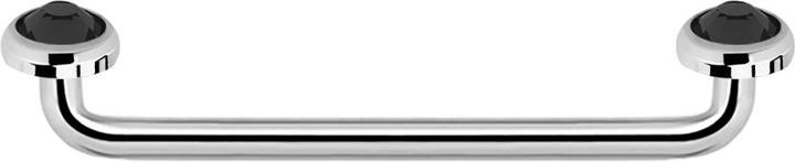 Produktbild Star Piercing Surface Barbell Innengewinde silber 90° mit zwei Scheiben Kristall schwarz (Chirurgenstahl 316L)