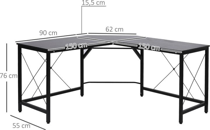 Image du produit Homcom Bureau en angle (150 x 150 x 76 cm)