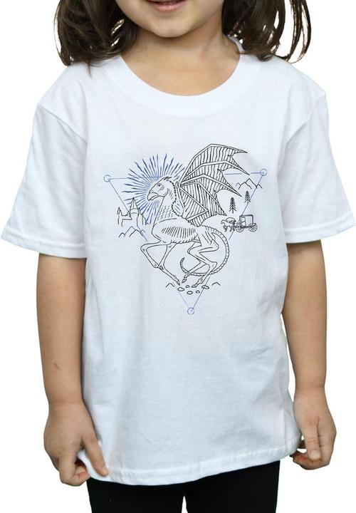 Actual product image Girls Thestral Line Art Cotton T-Shirt (152, 158)