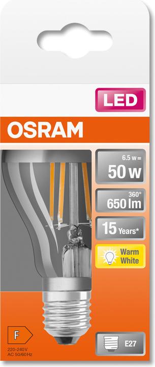 Actual product image Osram Star Classic A (E27, 6.50 W, 650 lm, 1 x, F)