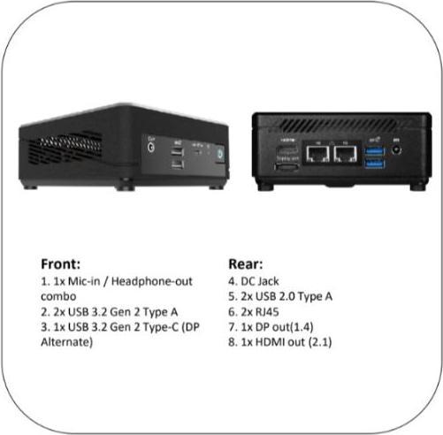 Actual product image MSI CUBI 5 12M-217BIT Mini Pc i7-1255u (Intel Core i7-1255U, Intel Iris Graphics)