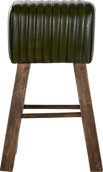 Actual product image DKD Home Decor Stool Wood Brown Leather Green (41 x 30 x 79 cm)