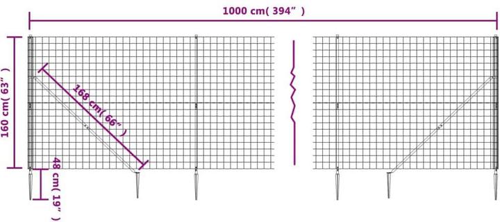 Actual product image VidaXL Maschendrahtzaun mit Bodenhülsen Anthrazit 1,6x10 m