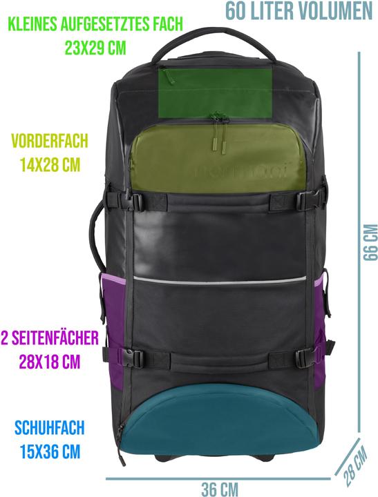 Immagine prodotto Normani Wasserdichter Rucksack-Trolley 60 Liter Matara - 9653 (60 l, M (50 - 90l))