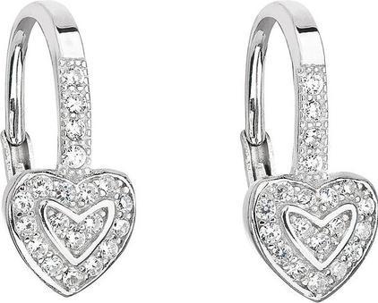 Evolution Group Silver earrings with zircon white heart 11189.1 (L)