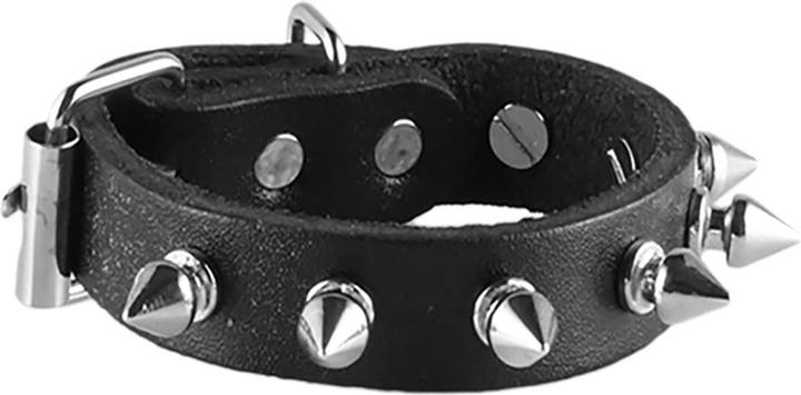 Actual product image Star Piercing Leather bracelet black with cones (Leather, without brass)